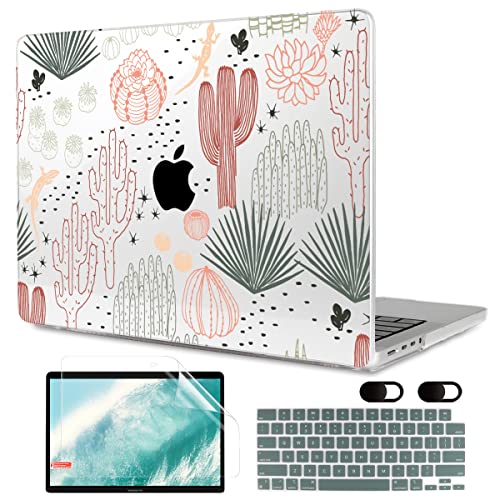 MEEgoodo Case for M4 MacBook Pro 16 inch Case 2024 2023 2021, Fit Model A3403/A3186/A2991/A2780/A2485 M3 M2 M1 Pro/Max Chip, Laptop Hard Shell Cases with Keyboard & Camera Cover, Cacti