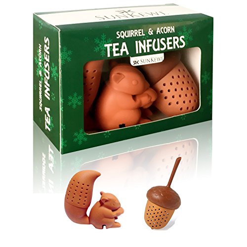 The Squirrel and Acorn Loose Leaf Tea Infuser Set of 2 by SunKewl with Gift Box
