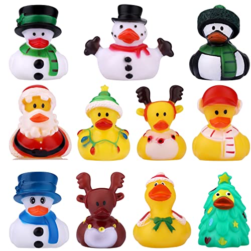 TOYMIS 11pcs Christmas Rubber Ducks, Bath Rubber Ducky Toys Cute Assorted Holiday Rubber Ducks for Christmas Holiday Celebrations Party Supplies Gifts