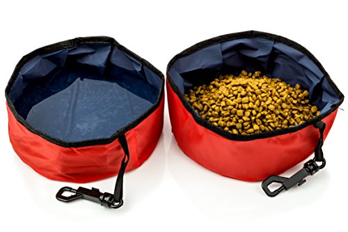 Travel Pet Bowl for Food and Water, Folding Collapsible, for Dogs and Cats-2 Pack