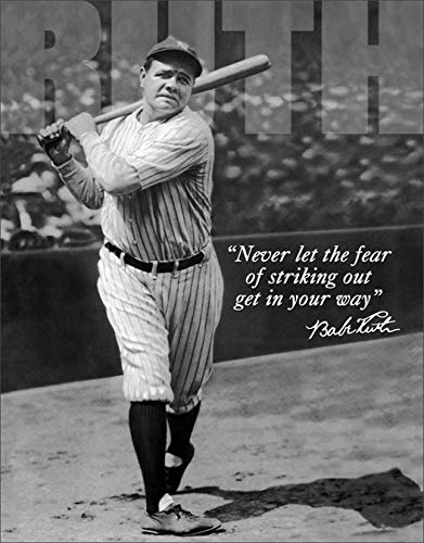 Poster Discount Babe Ruth No Fear - Retro Tin Sign, 12x16