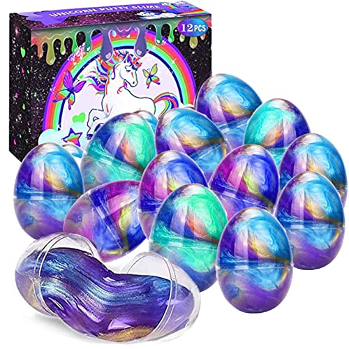 12 Pack Unicorn Galaxy Slime Eggs for Easter Basket Stuffers Decorations Party Favors,Easter Eggs Toys