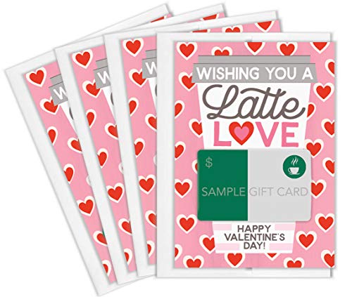 Tiny Expressions Coffee Gift Card Holders with White Envelopes (4 Valentine Card Holders)