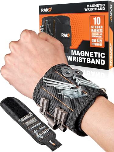 RAK Magnetic Wristband for Holding Screws, Nails and Drill Bits for Men - Made from Premium Ballistic Nylon with Lightweight Powerful Magnets - Father's Day Gifts for Dad, Husband, Grandpa, Handyman