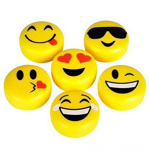 Emoji Lip Gloss for Kids - Six (6) Pieces Feature Emoticon Themed Lip Balms with Six Unique Designs - Great for Gifts, Classrooms, and Birthday Party Favors - by M & M Products Online