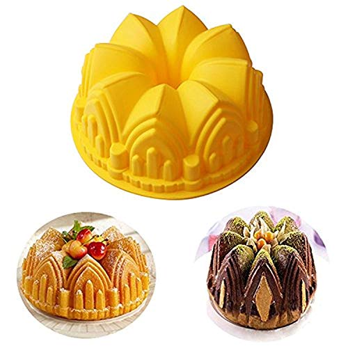 Joyeee 8.7'' Castle Christmas Cake Mold Pan, Silicone Baking Mold for Birthday Cake, Muffin, Bread, Pie, Flan, Tart, Mousse, Non-Stick Baking Trays, Great For Parties, Festival&Holidays, Random Color