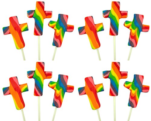Fruit Flavored Swirl Cross Shape Lollipops Candy Suckers (Box of 12)