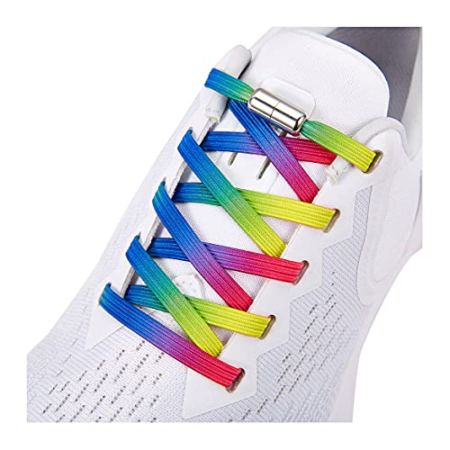 anan520 2 Pairs Elastic No Tie Shoelaces for Adults and Kids，Tieless Elastic Shoe Laces for Sneaker Rainbow