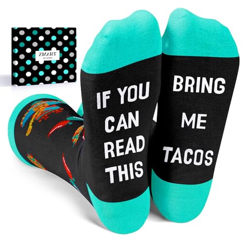 Zmart Taco Socks For Men, Mexican Socks Teen Boy, Funny Taco Gifts Mexican Dad Food Gifts, Bring Me Tacos