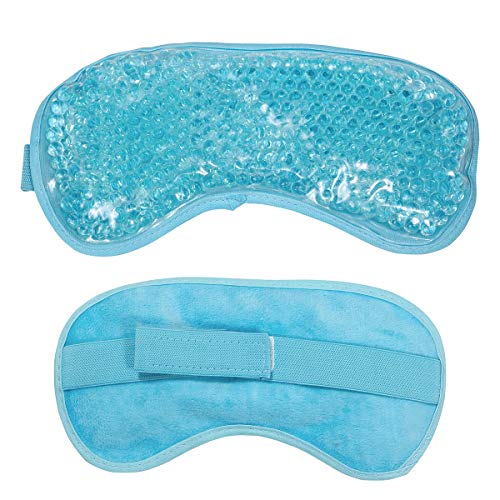 Cooling Eye Mask Reusable Gel Eye Mask for Puffy Eyes,Ice Eye Mask Cold Eye Mask Frozen with Plush Backing for Headache,Migrain,Stress Relief-Color Pastel Blue