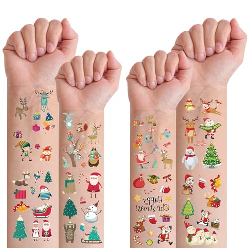 70Pcs Christmas Temporary Tattoos for Kids，Christmas Stocking Stuffers Gifts Party Decorations Supplies Favors for Boys and Girls，Xmas Party Favors Gifts Holiday Tattoos (Christmas A)