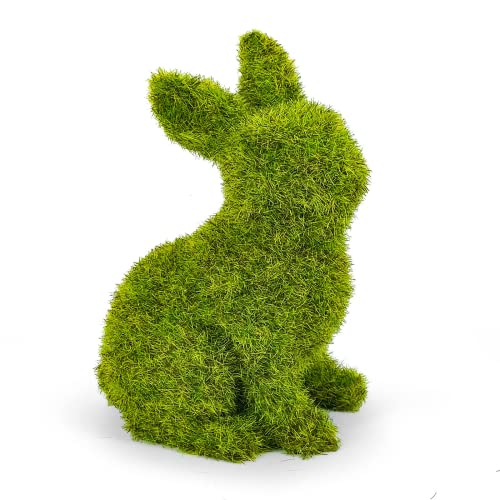 Decorative Decorations for Easter Bunny Gifts, Moss Green Flocking Sculpture, Garden Courtyard Family Gathering Celebration Decorations (4.4in Sitting Rabbit)