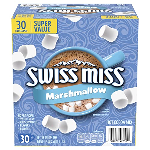 Swiss Miss Chocolate Hot Cocoa Mix With Marshmallows, 30 Count Hot Cocoa Packets (Pack of 1)