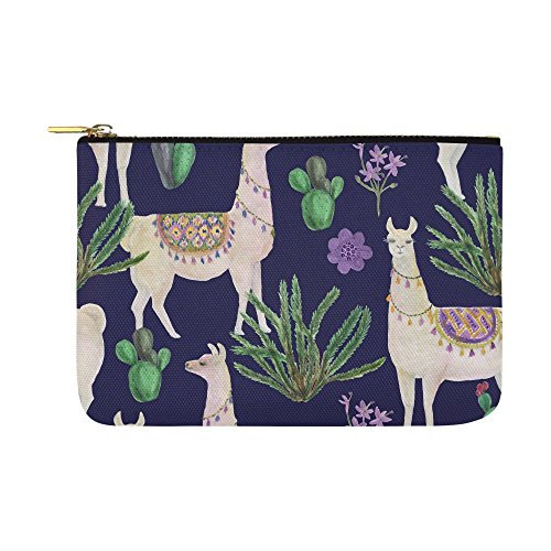 Unique Debora Customize Carry-All Pouch with Zippered Cosmetic Cases Makeup Bag Travel Gear for Seamless Pattern with Llamas and Cacti