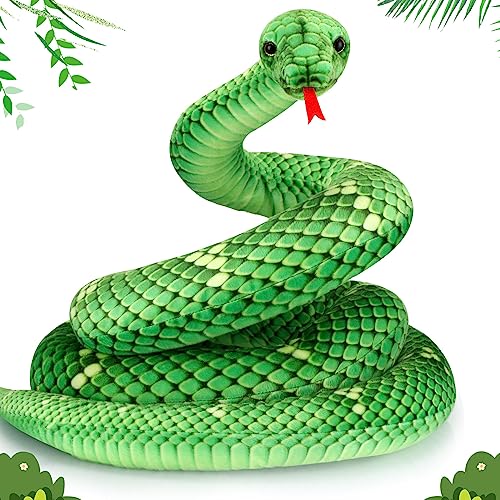 Hiboom Giant Snake Plush 110 Inch Large Stuffed Animal Snake Realistic Stuffed Snake Lifelike Plush Snake Toy Gifts for Birthday Party Prank Props