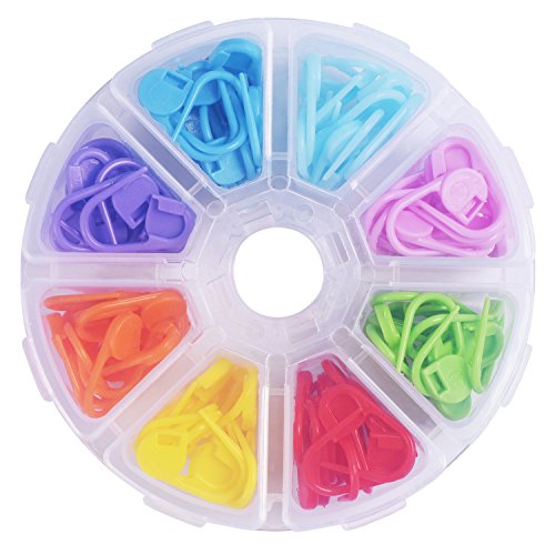 Outus 104 Pieces Locking Stitch Markers Knitting Stitch Counter Multi-Colored Crochet Stitch Needle Clip with Compartment Box