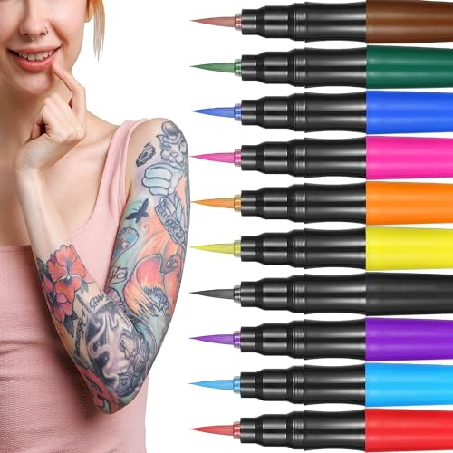 Jim&Gloria Temporary Tattoo Pens Fake Tattoos Painting Kit Removable Face Body Paint Markers for Halloween Men Women Teen Girls Trendy Stuff, Unique Trending Gifts for Teenage Boys Kids or Adult