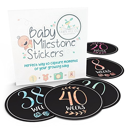 Pregnancy Stickers | 16 Baby Belly Bump Weekly Milestone Sticker for Mom-to-Be Up to 40 Weeks | Includes 4 Adorable Bonus Stickers | Great for Journal Keepsake Box | Perfect Gift Ideas for Women