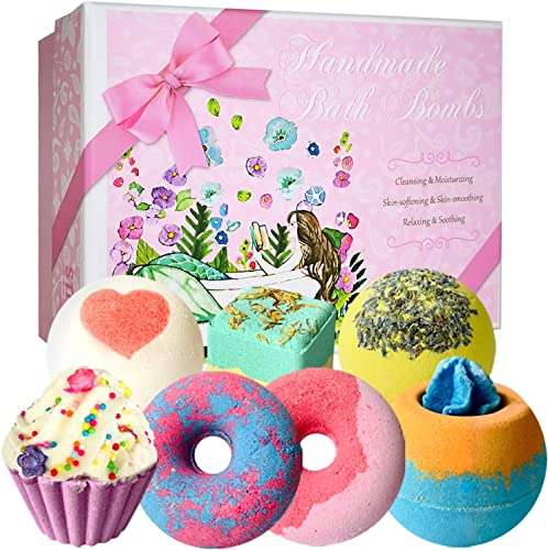 STNTUS INNOVATIONS Bath Bombs, 7 Natural Bath Bomb Gift Set, Handmade Bubble Bathbombs for Women Kids, Gifts for Mom Her Girlfriend, Mothers Day Gifts, Birthday Valentines Christmas Gifts for Women