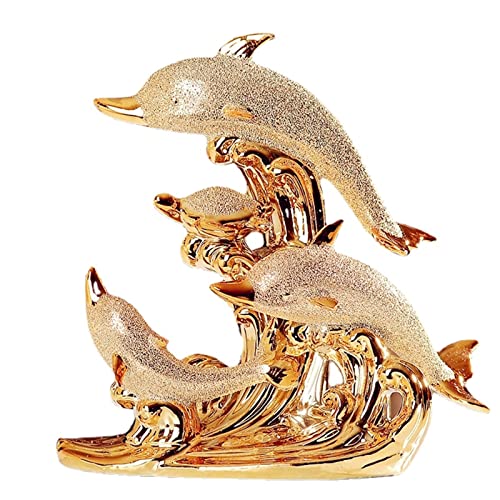 YUANXIN Dolphin Statue Dolphin Decor for Home Ceramics Dolphin Decorations Animal Decorations Home Furnishings Fashion Luxury Elegant Wedding Gifts New Home Decoration Love Collectibles