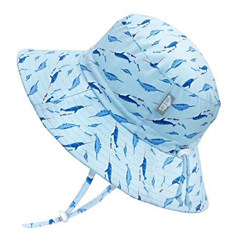 JAN & JUL 50+ UPF Toddler Bucket Hat, Adjustable, 100% Cotton (M: 6-24 Months, Narwhale)