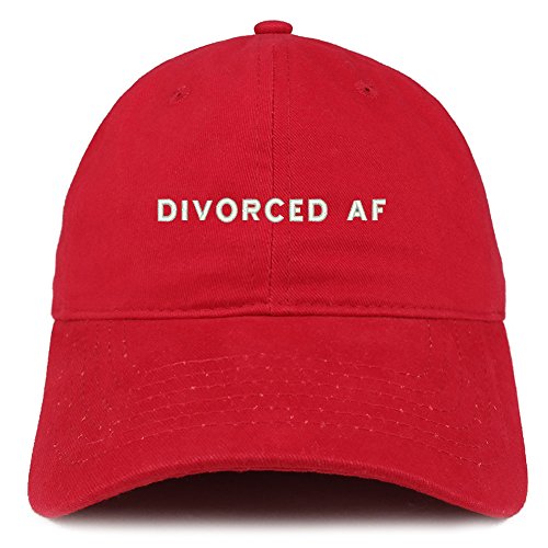 Trendy Apparel Shop Divorced AF Embroidered Soft Cotton Dad Hat - RED