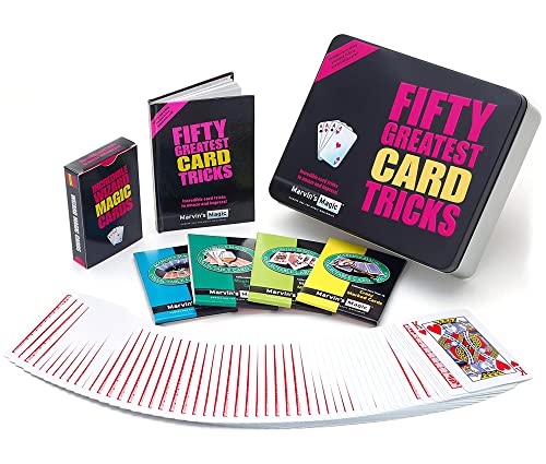 Marvin's Magic - Fifty Greatest Card Tricks Set | Children & Adults Magic Card Set| includes Card Tricks, Close up Magic and Mind Reading Tricks | Comes in Gift Set Tin | Suitable for Age 8+