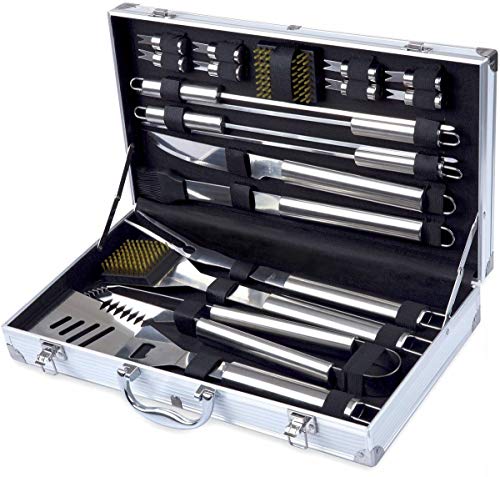 Grill Tool Set, Kacebela BBQ Tools, Grill Utensil Set with Storage Case for Outdoor Barbecue Grilling (Stainless Steel,19-Piece)