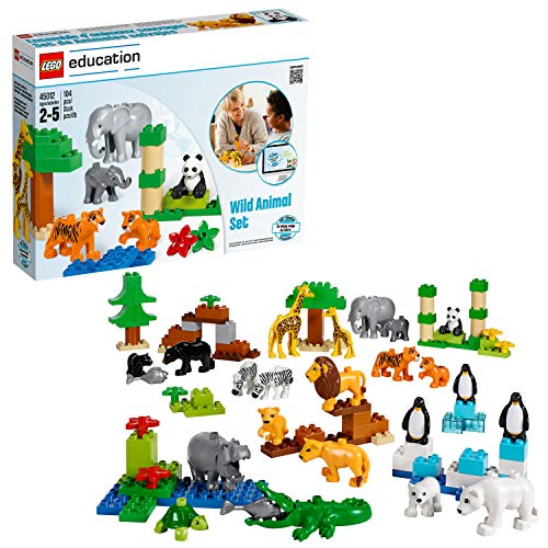LEGO Education Wild Animals DUPLO Set 45012, STEAM Learning, Early Math and Understanding Relationships Toy for Girls and Boys Ages 2 and up (104 Pieces)
