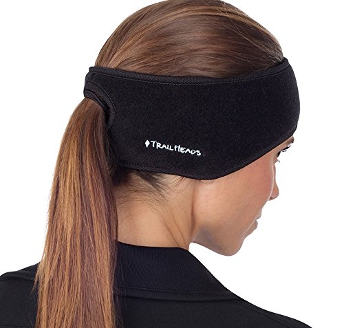 TrailHeads Women’s Ponytail Headband | Fleece Earband | Winter Running Headband - Black