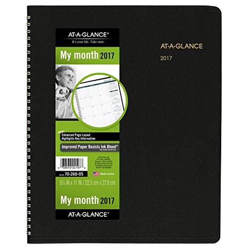 AT-A-GLANCE Monthly Planner / Appointment Book 2017, 15 Months, 8-7/8 x 11', Black (70-260-05)