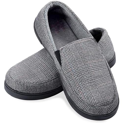Zizor Men's Lightweight House Slipper with Memory Foam, Cozy Closed Back Bedroom Slipper for Indoor Outdoor, Gift for Father/Dad (Light Grey, Size 11)
