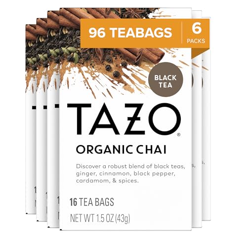 TAZO Regenerative Organic Chai Black Tea Bags, 96 Total Tea Bags (16ct - Pack of 6)