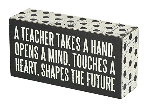 Primitives by Kathy 21495 Polka Dot Trimmed Box Sign, 3' x 6', A Teacher Shapes the Future