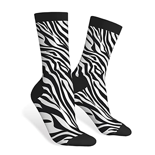 AOYEGO Zebra Print Funny Socks Black White Leopard Patterns Animal Skin Novelty Casual Crew Socks Contrast Color Design for Women Men Gift