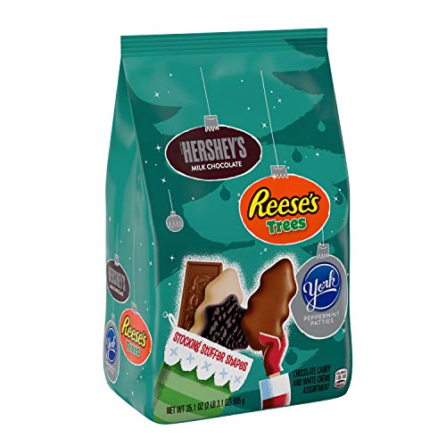 HERSHEY'S Holiday Candy, Holiday Shapes Assortment (Milk Chocolate Santas, REESE'S Trees, YORK Snowflakes) 35.1 oz.