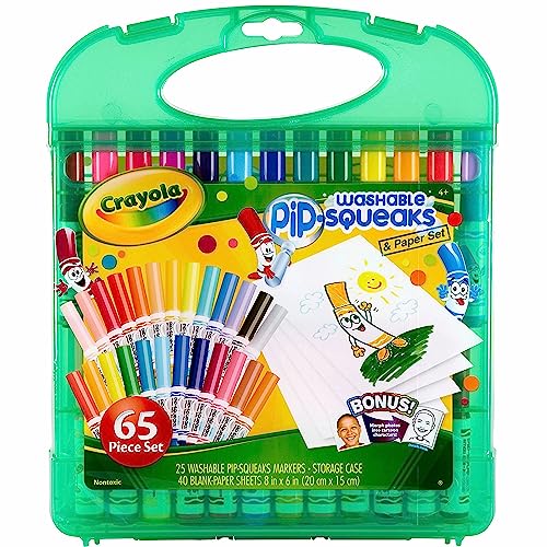 Crayola Pip Squeaks Marker Set (65ct), Mini Washable Markers for Kids, Kids Art Supplies for School, Kids Travel Activity, 4+