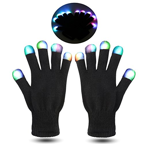 FOXNOVO LED Gloves 26cm 7 Colors Rave Finger Lighting Gloves Flashing for Party