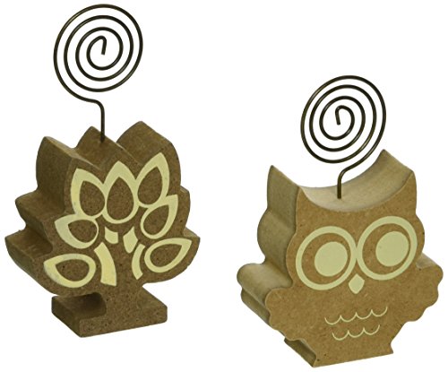 BCP 2 Pcs Wooden Base Memo Clips Place Name Card Holder Tabletop Photo Holders (OWL#TREE)