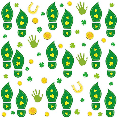 400Pcs Leprechaun Footprint Stickers St. Patrick's Day Stickers Leprechaun Floor Decals Shamrock Gold Coin Decoration Stickers for Kids Party Supply Classroom Home