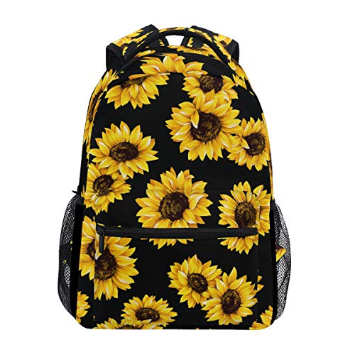 ALAZA Sunflower Print Flower Floral Backpack Purse for Women Girls Kids Student Laptop iPad Tablet Travel School Bag w/Multiple Pockets