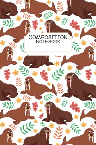 Walrus Composition Notebook: Walrus Lovers Blank Lined Journal Composition Notebook for Women, Girls, and Kids