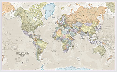 Maps International Giant World Map - Classic Large World Map Poster - Laminated - 46 (h) x 77.5 (w)