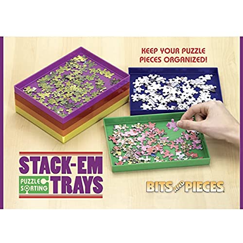 Bits and Pieces – Stack-Em Sorting Trays - Puzzle Piece Organizer – Stackable Sorting Trays - Jigsaw Puzzle Accessories - Pack of 6-7¾” x 5¾”