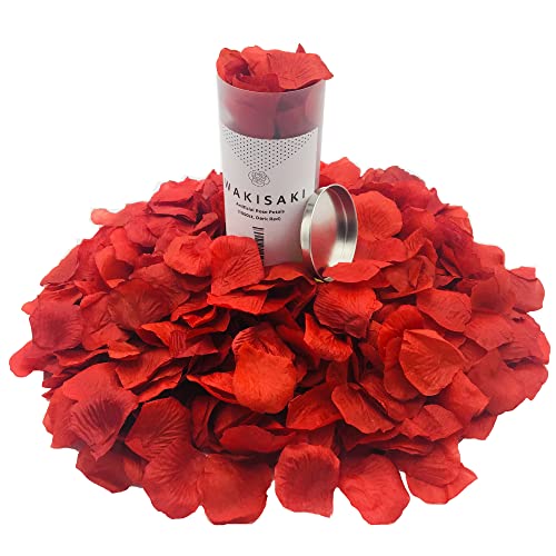 (Scented, Separated) Silk Rose Petals for Wedding Flower Petals for Romantic Decorations Special Night for Him Set or Her, for Proposal Anniversary Valentine's, Ready to Use (1,000 PCS, Dark Red)