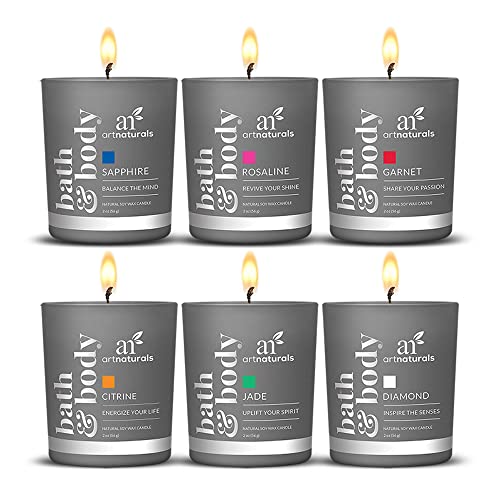 artnaturals Scented Candle Gift Set – (6 x 2 Oz / 60g) - Aromatherapy Set of Fragrance Soy Wax Candles - Made in USA with Essential Oils – for Stress Relief and Relaxation