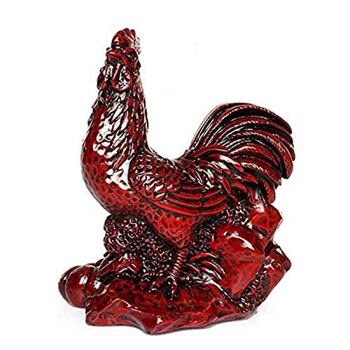 LHMYGHFDP Chinese Zodiac Red Resin Animal Decoration New Year Gift Car Garden Feng Shui Decoration Zodiac Figurines Home Collectibles Wealth Lucky Desktop Mascot,Rooster
