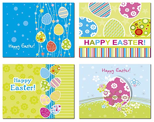 Small World Greetings Vibrant Happy Easter Cards 24 Count - Blank Inside with Envelopes - A2 Size 5.5”x4.25” - Friends, Family, and More