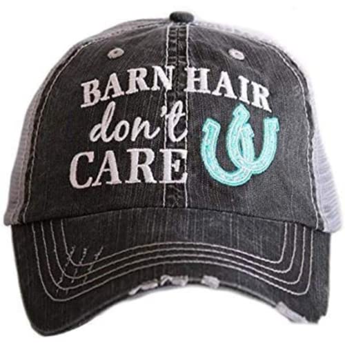 KATYDID Barn Hair Don’t Care Baseball Cap - Trucker Hat for Women - Stylish Cute Sun Hat - (Gray Mint)