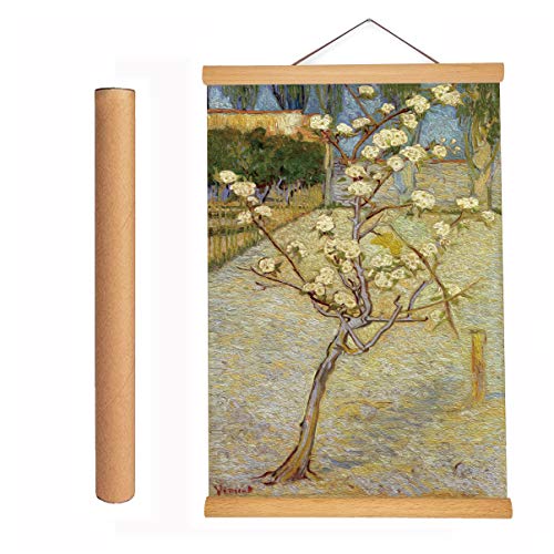 Retro Wall Art Oil Paintings Wooden Framed Poster Decor Paintings Hanging 3D Canvas Abstract Artwork Decoration Van Gogh (Pear Tree in Blossom (1888))